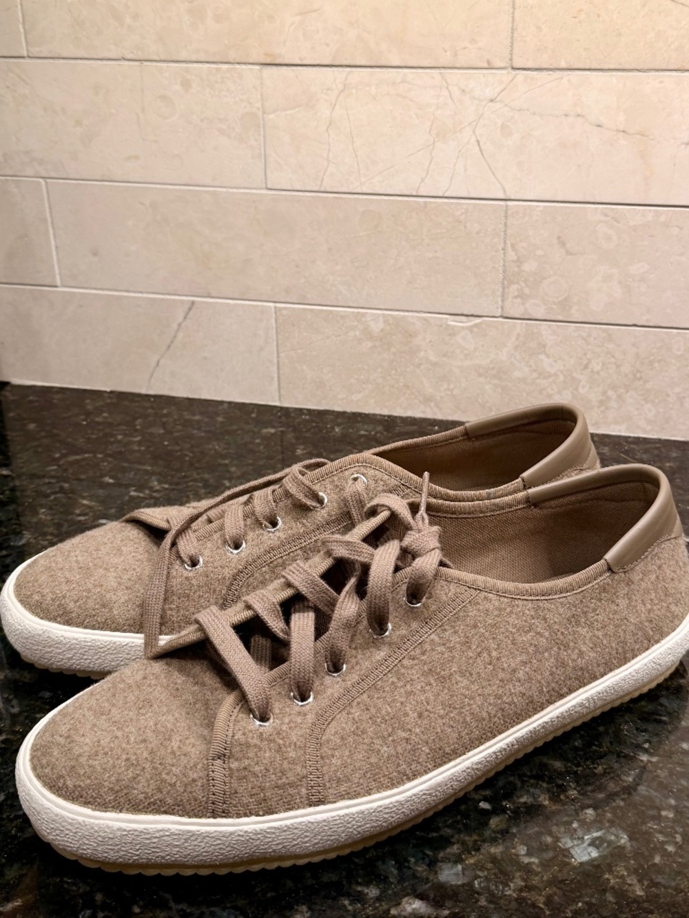 Ralph Lauren Purple Label Felted Wool & Leather Sneakers - Made in Spain